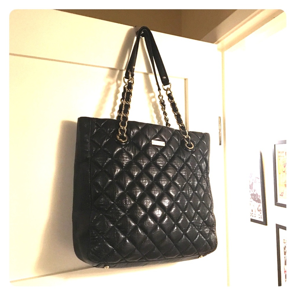 Kate Spade Quilted Black Leather Shoulder Tote